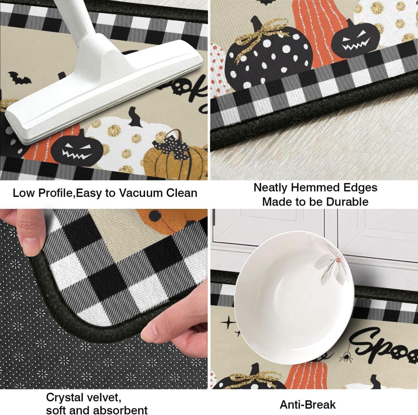 🎃 Washable Non-Slip Halloween Kitchen Rug Sets of 2