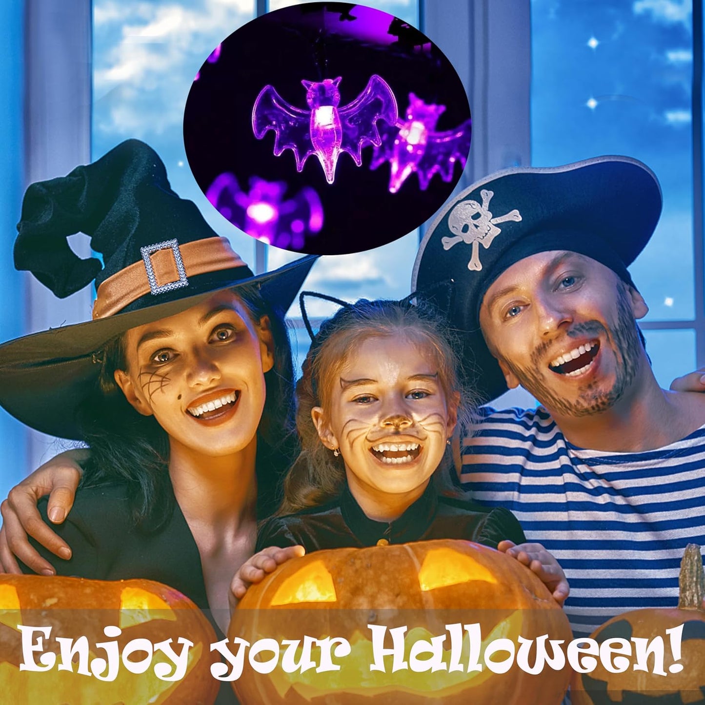 š2025 Halloween Hot Saleā”Halloween LED Light String - 10ft Battery-Powered Fairy Lights with Ghosts, Pumpkins, Spiders & Skulls for Indoor/Outdoor Decor