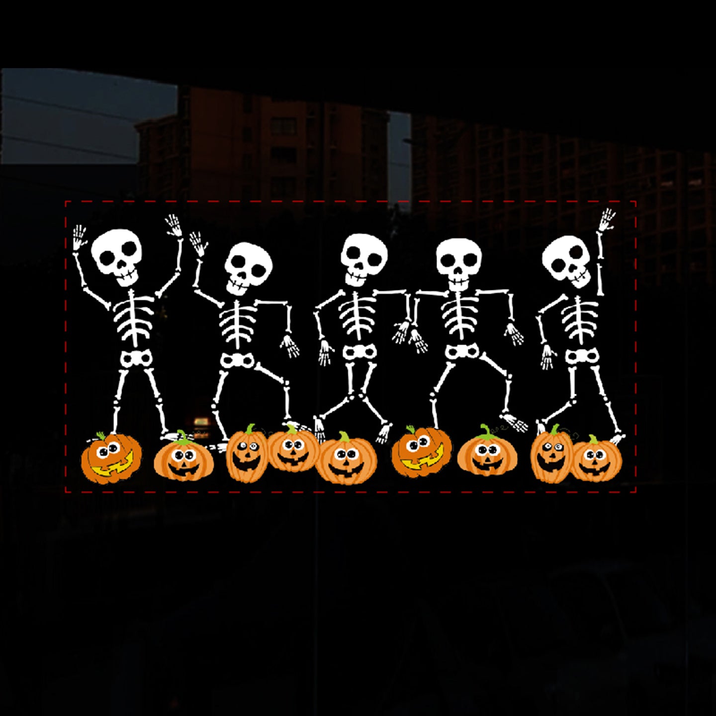 Spooky Skeleton Band Static Cling Window Decals
