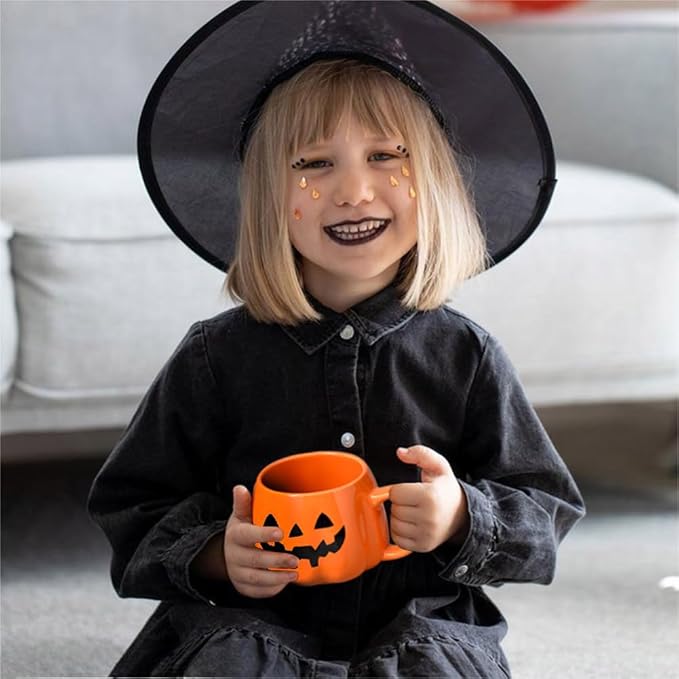 👻Halloween Mugs Set - Black Pumpkin & White Ghost Ceramic Coffee Cups 🎃