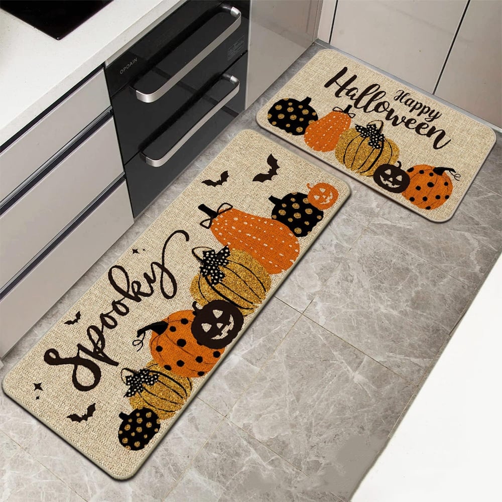 🎃 Washable Non-Slip Halloween Kitchen Rug Sets of 2