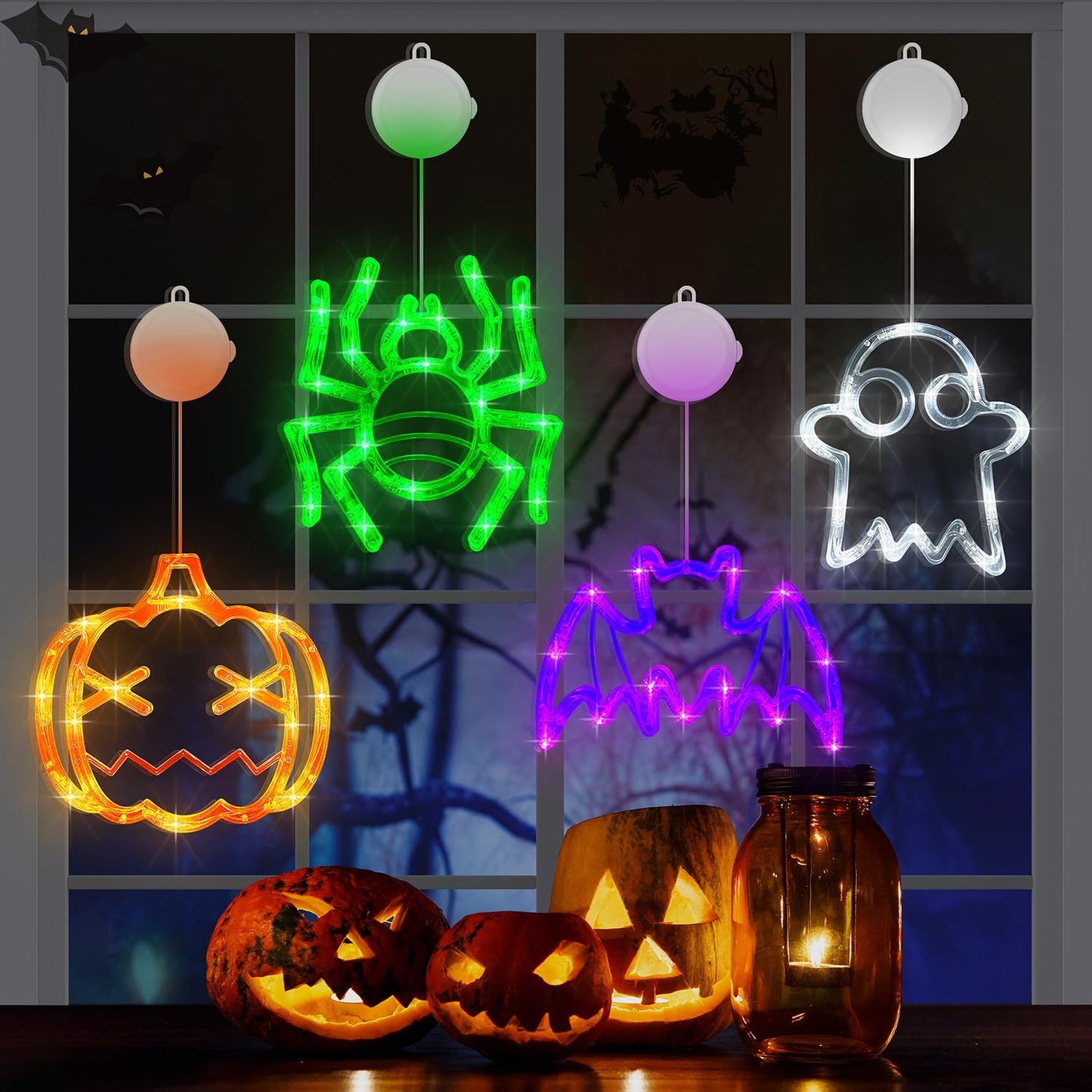 👻Halloween Hot Sale-Halloween Decorations Window Lights with Suction Cup🎃