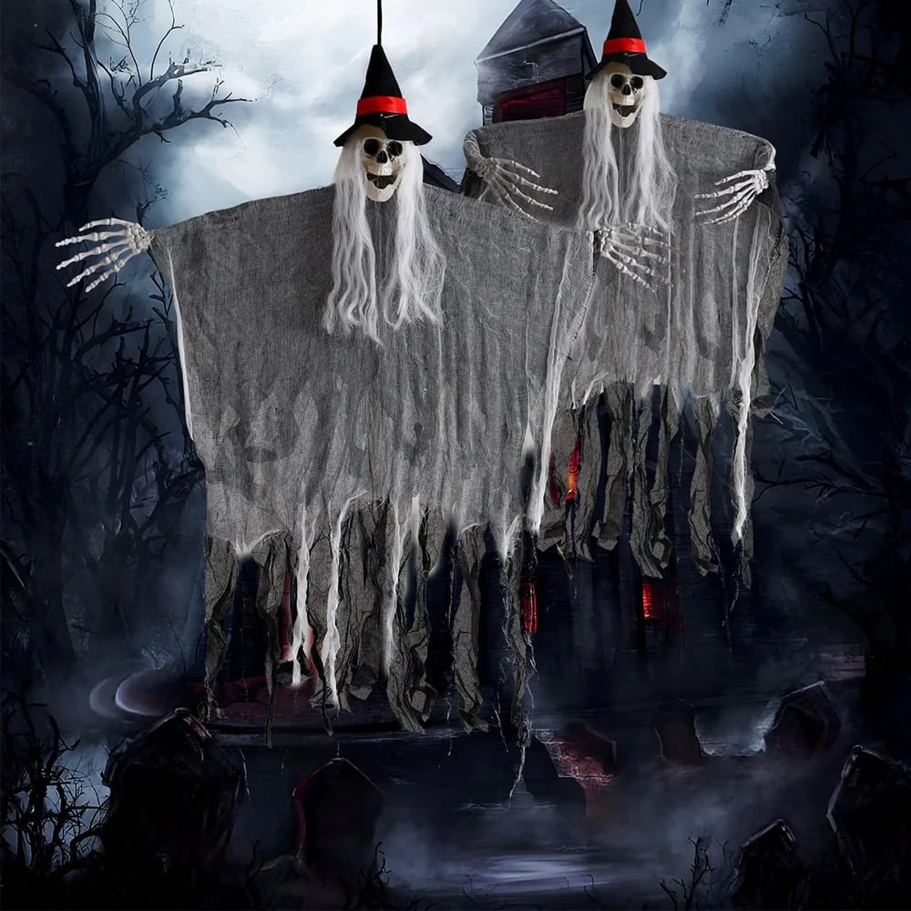🎃💀Halloween Decoration Props Hooded Skeleton Hanging Ghosts