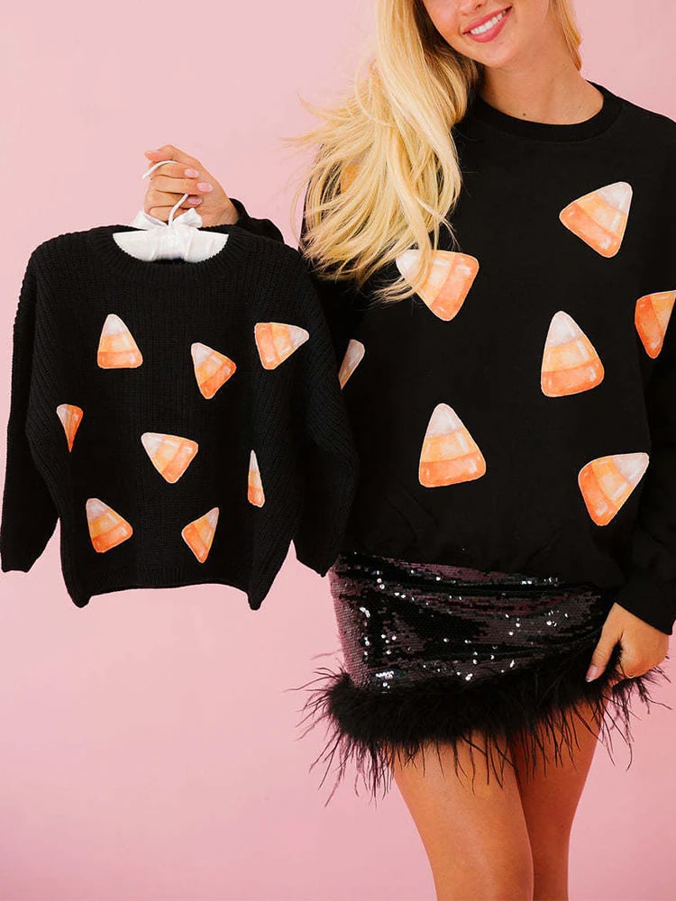 🎃Halloween Sequin Pullover Long Sleeve Sweatshirts Tops