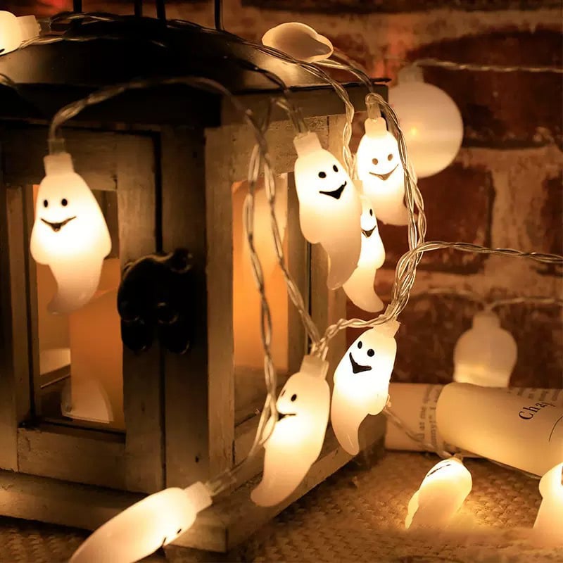 š2025 Halloween Hot Saleā”Halloween LED Light String - 10ft Battery-Powered Fairy Lights with Ghosts, Pumpkins, Spiders & Skulls for Indoor/Outdoor Decor
