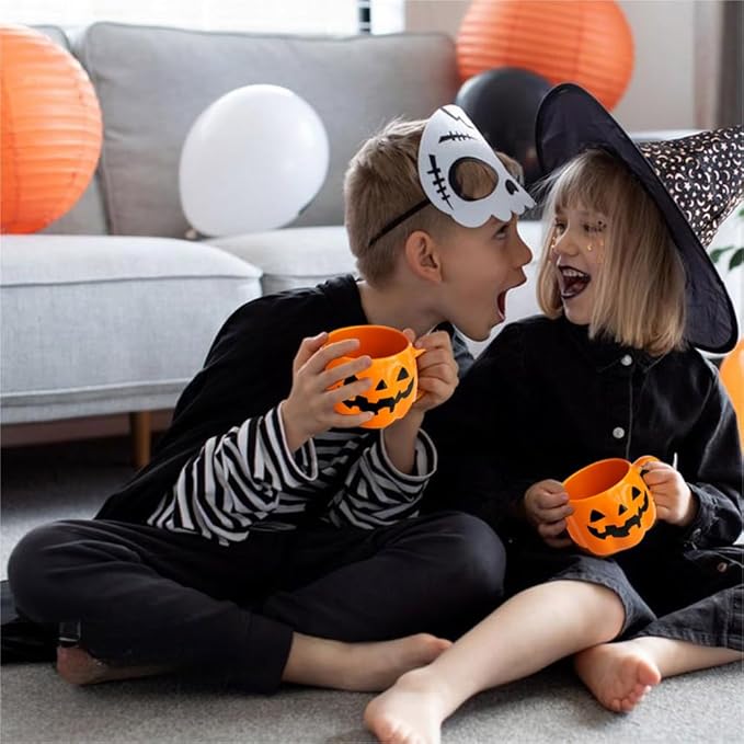 👻Halloween Mugs Set - Black Pumpkin & White Ghost Ceramic Coffee Cups 🎃