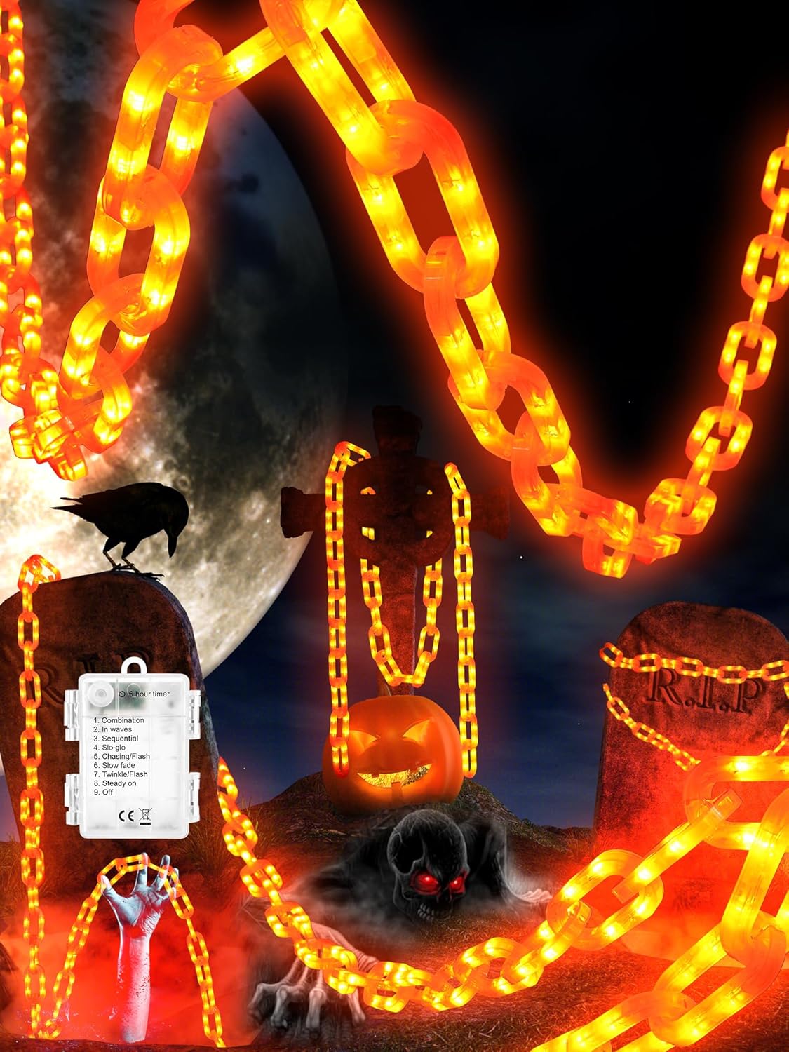 🎃Halloween Decorations Battery String Lights - 6.5 Ft 100 LED Plastic Chain String Lights with Waterproof