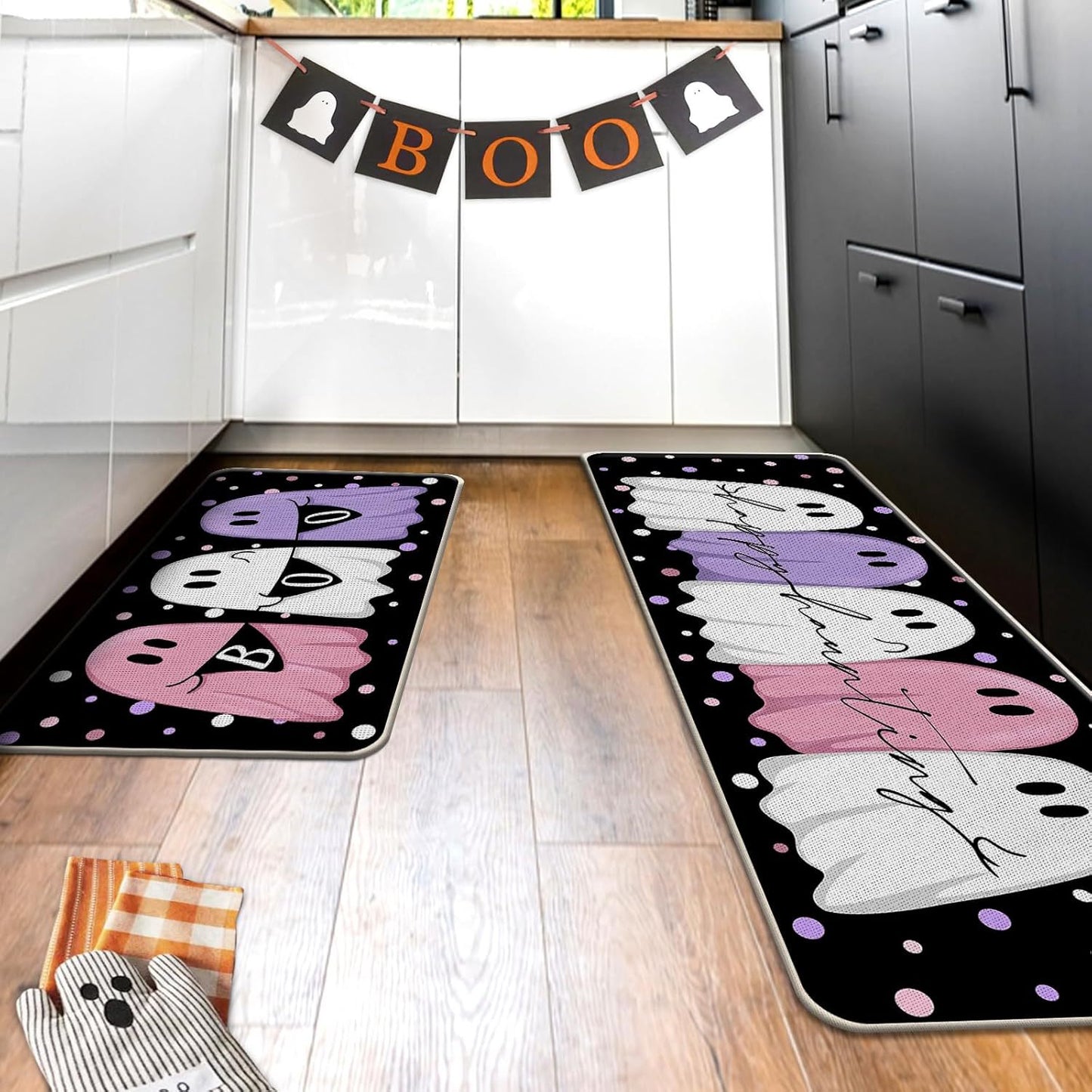 🎃 Washable Non-Slip Halloween Kitchen Rug Sets of 2