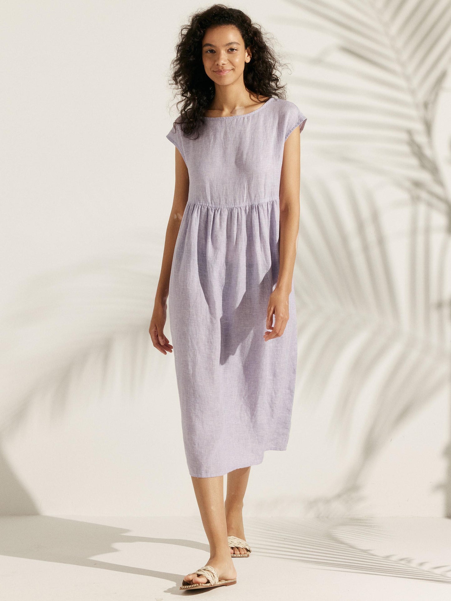 100% Linen Cap Sleeve Washed Maxi Dress JOAN