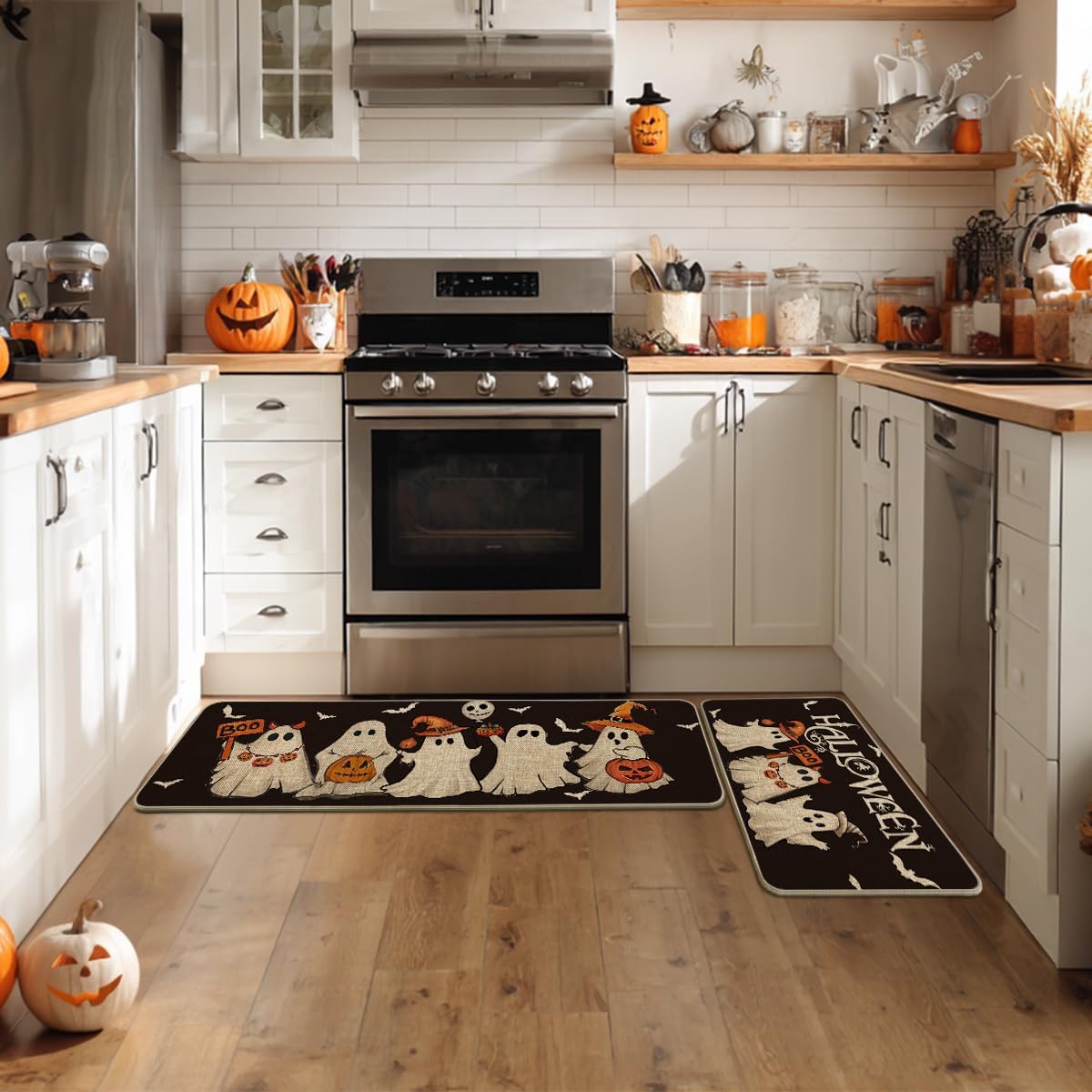 🎃 Washable Non-Slip Halloween Kitchen Rug Sets of 2