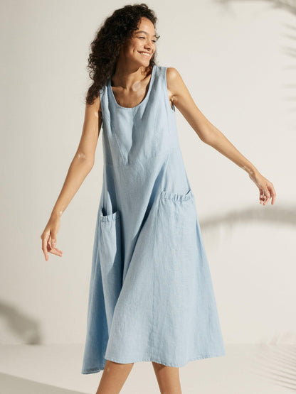 100% Linen Swing Beach Tank Dress