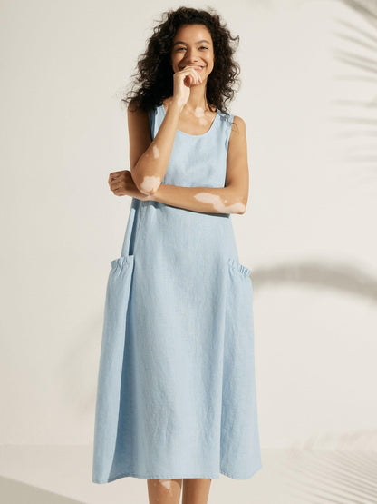 100% Linen Swing Beach Tank Dress