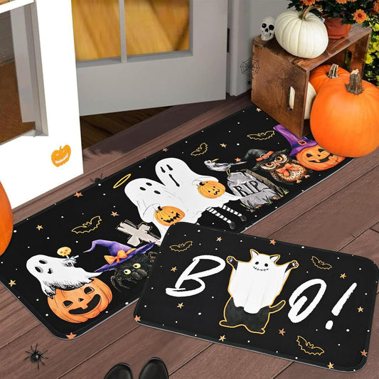 🎃 Washable Non-Slip Halloween Kitchen Rug Sets of 2