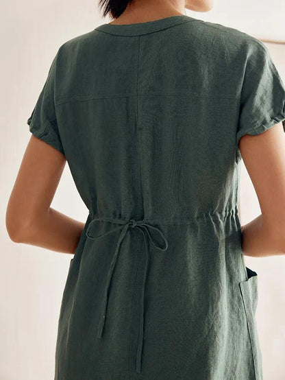 100% Linen Buttoned Dress ESTELLE