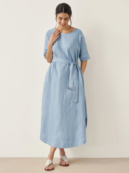 100% Linen Loose Fit Kimono Maxi Dress MADDIE