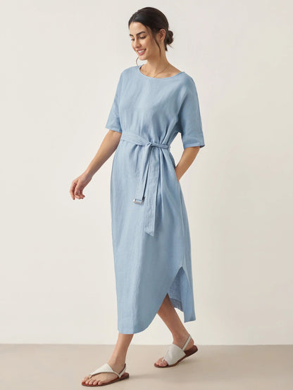 100% Linen Loose Fit Kimono Maxi Dress MADDIE