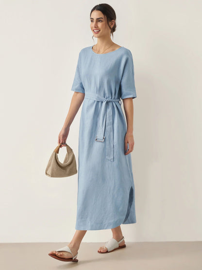 100% Linen Loose Fit Kimono Maxi Dress MADDIE