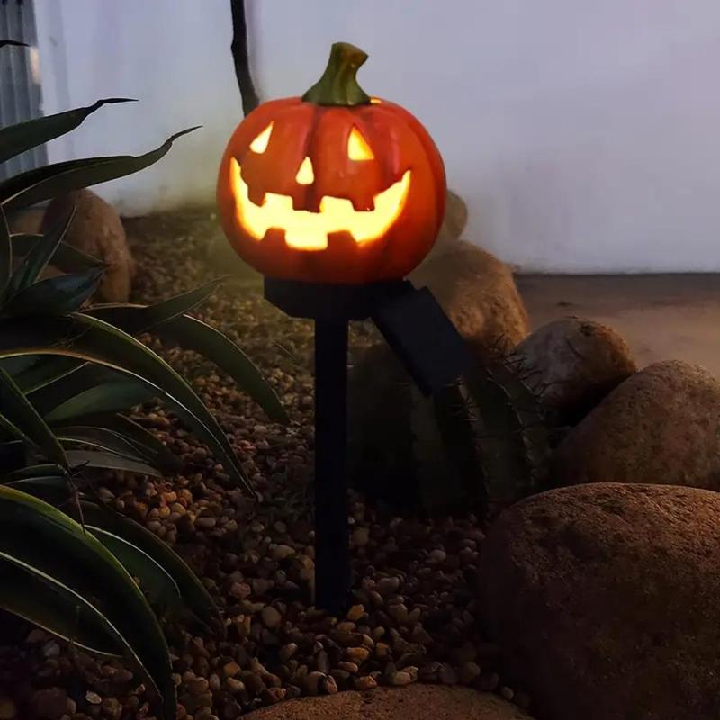 🎃 Solar Powered Pumpkin Shaped Garden Light, 1 Box Outdoor Ground Inserted Light, Halloween Decoration for Yard Lawn, Halloween Decorations, Ornaments