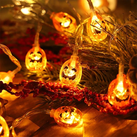🏆2025 Halloween Hot Sale⚡Halloween LED Light String - 10ft Battery-Powered Fairy Lights with Ghosts, Pumpkins, Spiders & Skulls for Indoor/Outdoor Decor