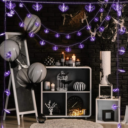 🏆2025 Halloween Hot Sale⚡Halloween LED Light String - 10ft Battery-Powered Fairy Lights with Ghosts, Pumpkins, Spiders & Skulls for Indoor/Outdoor Decor