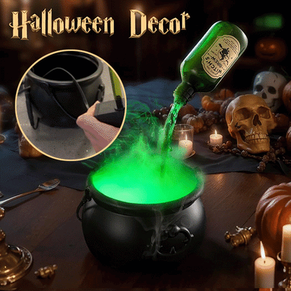 🔥Halloween Decorations Indoor Witches Cauldron with Magic Floating Potion Bottles & Fog Maker