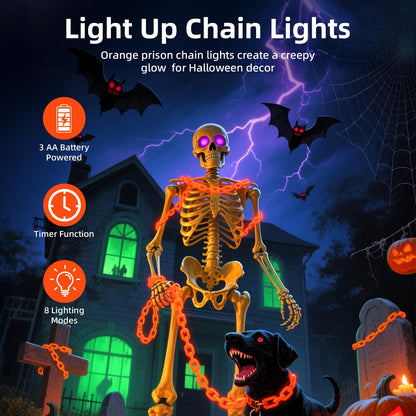 💥ON SALE💥Halloween Chain-Link String Lights, Waterproof✨🕯️