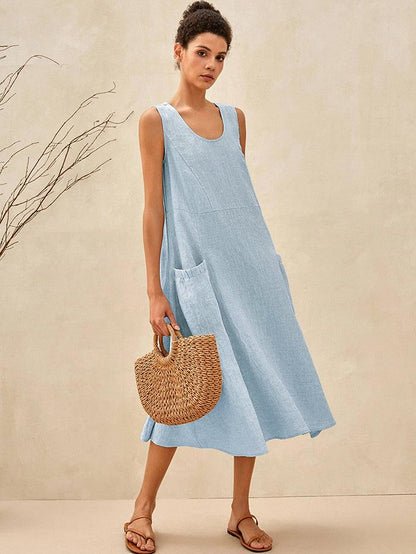 100% Linen Swing Beach Tank Dress