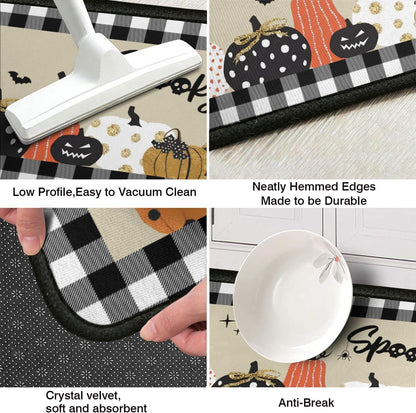 🎃 Washable Non-Slip Halloween Kitchen Rug Sets of 2
