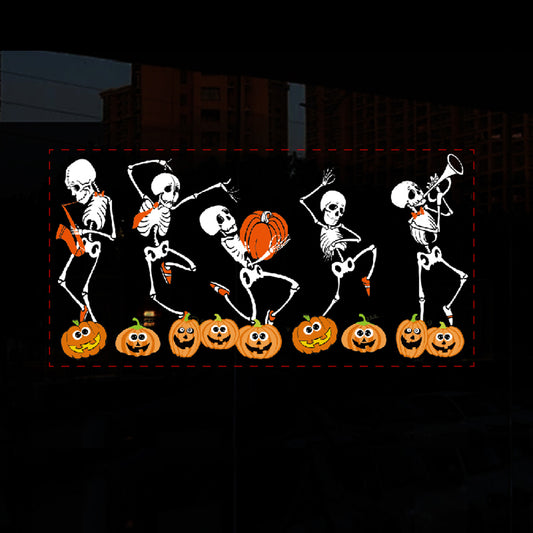 Spooky Skeleton Band Static Cling Window Decals