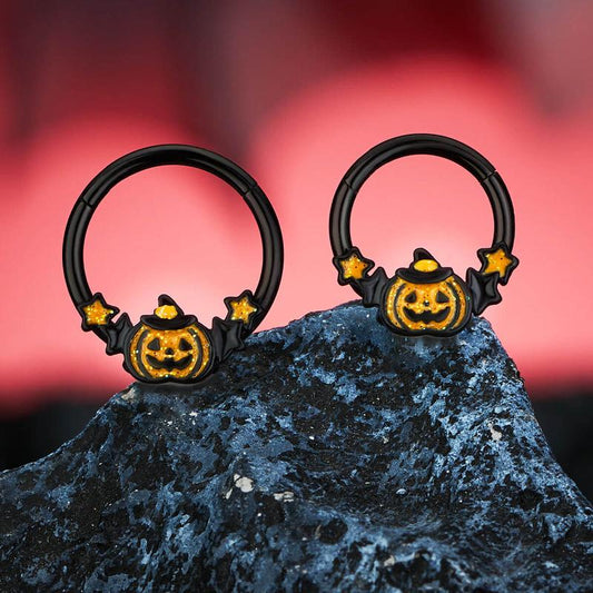 🎃Halloween Decorations🎃 - 16G Wacky Halloween Pumpkin Septum Ring