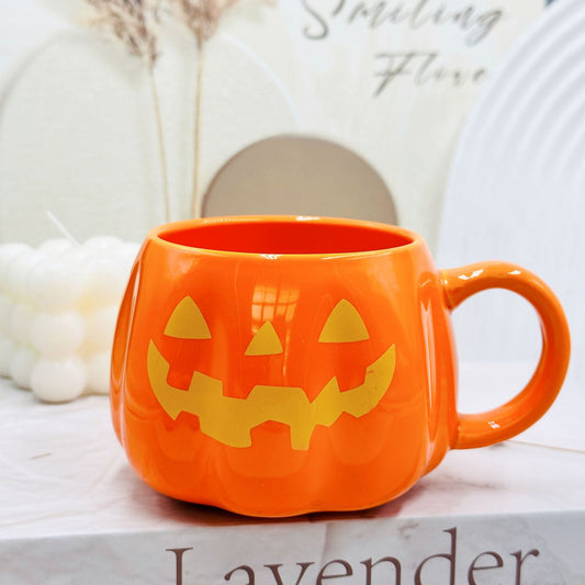 👻Halloween Mugs Set - Black Pumpkin & White Ghost Ceramic Coffee Cups 🎃