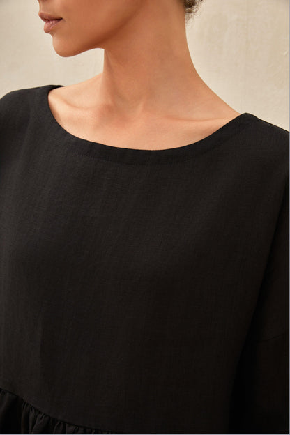 100% Linen A-Line Midi Dress VALENCIA